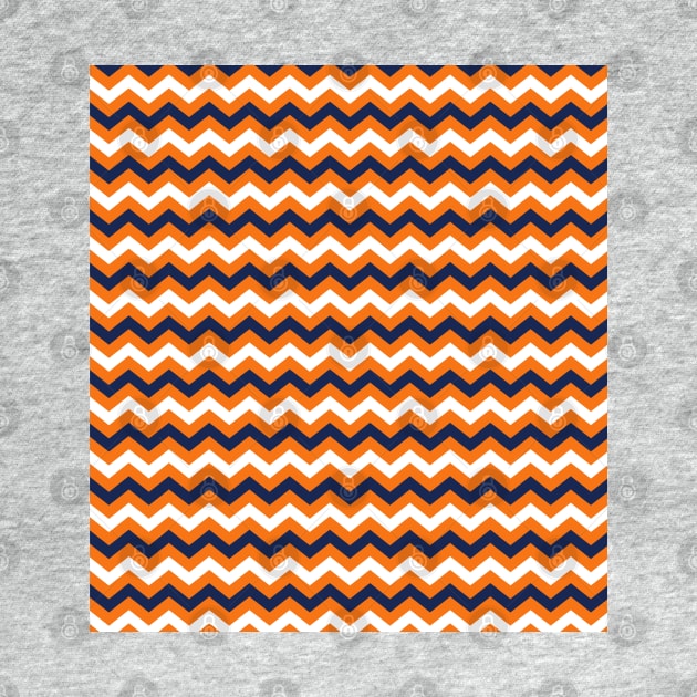 Orange Navy Blue and White Chevron Zigzag Pattern by squeakyricardo